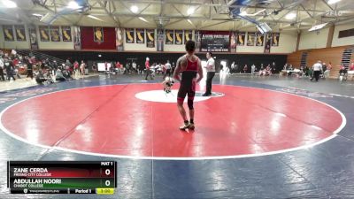 125 lbs Quarterfinal - Zane Cerda, Fresno City College vs Abdullah Noori, Chabot College