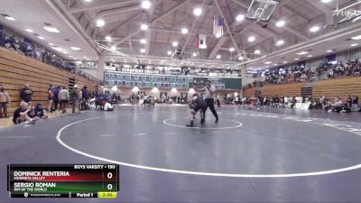 190 lbs Champ. Round 1 - Sergio Roman, Rim Of The World vs Dominick Renteria, Murrieta Valley