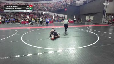 87 lbs Cons. Round 4 - Barrett Blomquist, Menomonie Youth Wrestling vs Owen Attebury, Weigh In Club