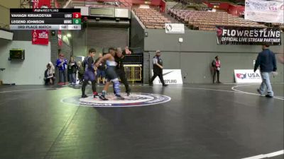 Intermediate Boys - 120 lbs 3rd Place Match - Legend Johnson, Mission Hills Wrestling Club vs Vahagn Kirakosyan, LAWC