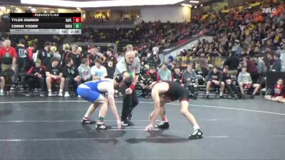 150 lbs Quarterfinal - Tyler Zimmer, Nashua-Plainfield vs Cinnik Yoder, Don Bosco