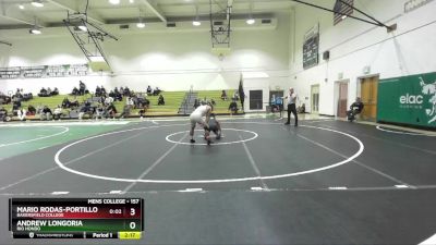 157 lbs Cons. Round 3 - Mario Rodas-Portillo, Bakersfield College vs Andrew Longoria, Rio Hondo