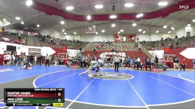 144 lbs Cons. Round 5 - Max Leon, Harrison Highschool vs Hunter Vanek, Highland Wrestling Club