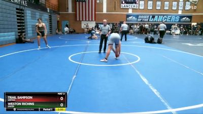 215 lbs Quarterfinal - Weston Richins, Union vs Trail Sampson, Uintah