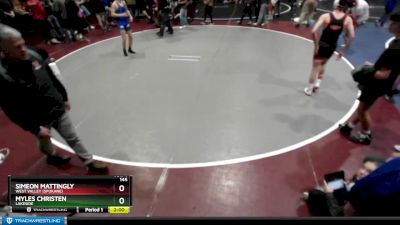 145 lbs Cons. Round 2 - Simeon Mattingly, West Valley (Spokane) vs Myles Christen, Lakeside