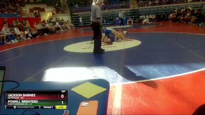 157 lbs Round 1 (16 Team) - Jackson Barnes, Jefferson vs Powell Brenters, Chattahoochee HS