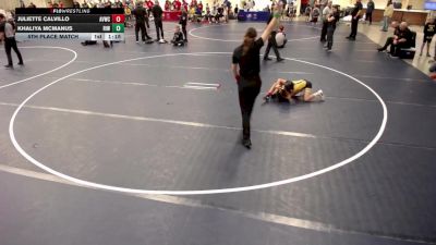 10U GIRLS - 67 lbs 5th Place Match - Juliette Calvillo, Apple Valley Wrestling Club vs Khaliya McManus, Rosemount Irish Wrestling