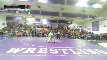 Girls 172 lbs Quarterfinal - Audrey Mathews, East Nicolaus Girls vs Brooklyn Schuster, Red Bluff Girls