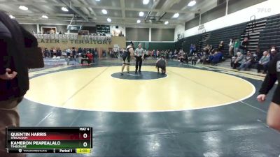 285 lbs Quarterfinal - Quentin Harris, Steilacoom vs Kameron Peapealalo, Timberline