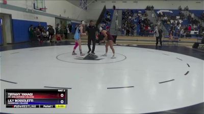 117 lbs Champ. Round 1 - Tiffany Yanagi, Mt. San Antonio College vs Lily Bossoletti, Moorpark College