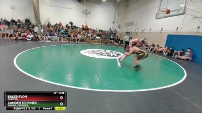 215B Champ. Round 1 - Camden Schriner, Greybull/Riverside vs Kaleb Evon, Riverton