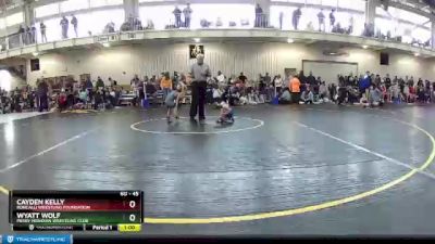 45 lbs Cons. Round 1 - Wyatt Wolf, Perry Meridian Wrestling Club vs Cayden Kelly, Roncalli Wrestling Foundation