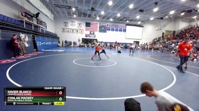 90 lbs Champ. Round 1 - Xavier Blanco, Laramie Middle School vs Conlan Mackey, Douglas Middle School