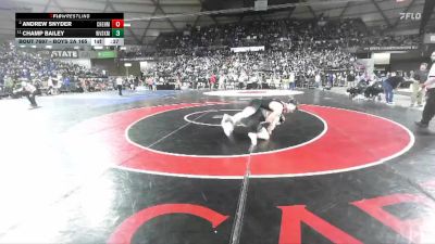 Boys 2A 165 lbs Cons. Round 4 - Champ Bailey, West Valley (Spokane) vs Andrew Snyder, W. F. West