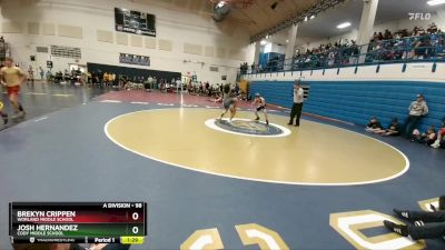 98 lbs Semifinal - Brekyn Crippen, Worland Middle School vs Josh Hernandez, Cody Middle School