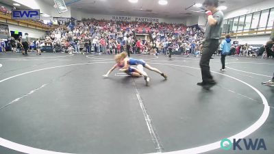 64 lbs Round Of 16 - Piper Shelton, Choctaw Ironman vs Caspian Dovers, Harrah Little League Wrestling