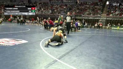 3A-106 lbs Cons. Round 3 - Oliver Lange, Valley, West Des Moines vs Cole Kasparek, Clear Creek-Amana