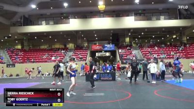 130 lbs Quarterfinal - Sierra Rieschick, TX vs Toby Goertz, MO