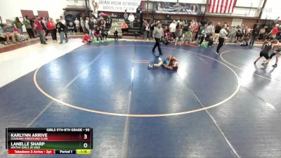 95 lbs Semifinal - KarLynn Arrive, Cougars Wrestling Club vs Lanelle Sharp, Uintah Girls Jr High