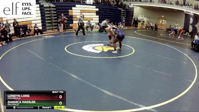 125 lbs. Cons. Round 3 - Dannica Hassler, Hallsville vs Londyn Long, Collinsville