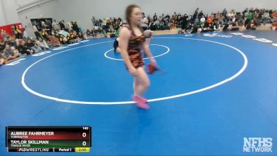 140 lbs Quarterfinal - Taylor Skillman, Tongue River vs Aubree Fahrmeyer, Torrington