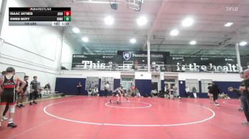 128 lbs Quarterfinal - Isaac Jaynes, Journeymen Wrestling Red - HSC vs Owen Mott, Homegrown White - HSC