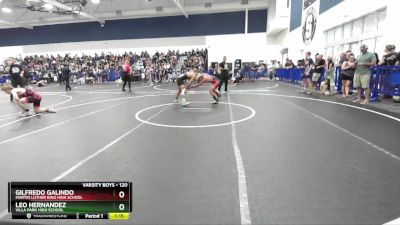 120 lbs Champ. Round 1 - Gilfredo Galindo, Martin Luther King High School vs Leo Hernandez, Villa Park High School