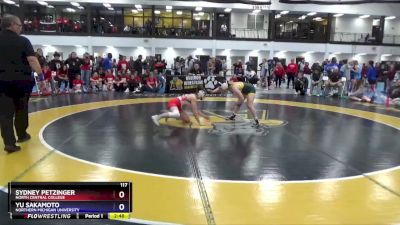 117 lbs 1st Place Match - Sydney Petzinger, North Central College vs Yu Sakamoto, Northern Michigan University