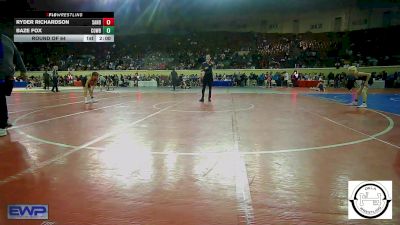 80 lbs Round Of 64 - Ryder Richardson, Sand Springs Jr High vs Baze Fox, Cowboy Wrestling Club