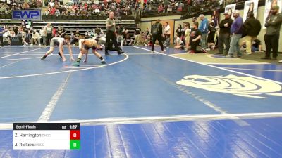 100 lbs Semifinal - Zebulon Harrington, Choctaw Ironman Youth Wrestling vs Jaxon Rickers, Woodward Youth Wrestling