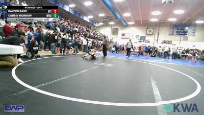 55 lbs Consolation - Kayden Bass, Grove Takedown Club vs Corbin Morrow, Wyandotte Youth Wrestling