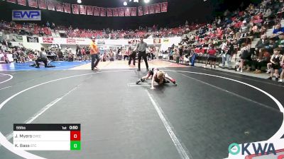 55 lbs Semifinal - Jones Myers, Checotah Matcats vs Kayden Bass, Grove Takedown Club