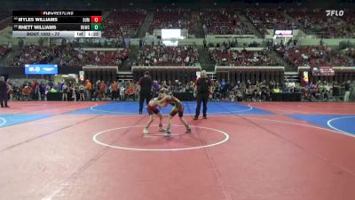 77 lbs Champ. Round 1 - Rhett Williams, Sidney Wrestling Club vs Myles Williams, Montana Disciples