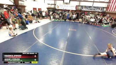 61 lbs Quarterfinal - Hodge Loveless, Payson Lions Wrestling Club vs Maverick Spirgen, Champions Wrestling Club