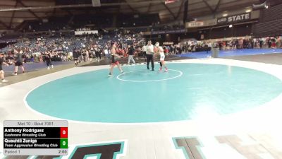 106 lbs Champ. Round 2 - Anthony Rodriguez, Cashmere Wrestling Club vs Quauhtli Zuniga, Team Aggression Wrestling Club