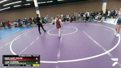 109-109 lbs Round 3 - Cade Schindel, Liberty Warriors Wrestling Club vs Mary Kate Taylor, Spartan Mat Club