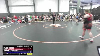 145 lbs Cons. Round 1 - Paige McGee, Cheney Blackhawks Wrestling Club vs Aiyanna MacLean, CNWC Concede Nothing Wrestling Club