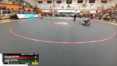 120 lbs Semifinal - Dyllan Meyers, Thermopolis vs Henry Quiver, Lander