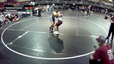 95 lbs Semifinal - Maddie Matthiessen, Hawks Wrestling Club (Lincoln) - Girls vs Mia Gonzalez, Wakefield Youth Wrestling