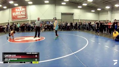 102 lbs Champ. Round 1 - Carter Dye, Richlands Wrestling Club vs Joe Bowman, Nova WC