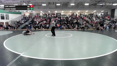 92 lbs Quarterfinal - Lane Gresco, Slyfox Wrestling Academy vs Logan Young, Wentzville