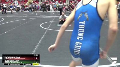 90 lbs Champ. Round 1 - Jackson Dugan, Kansas Young Guns Wrestling Cl vs Kyson Bellew, Mulvane Jr. Wrestling Club