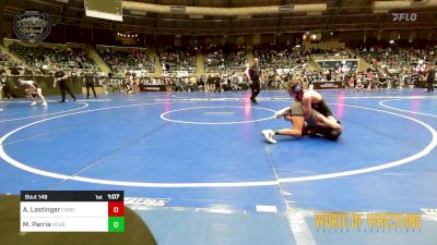 100 lbs Quarterfinal - Anson Lastinger, Cardinal Wrestling Club vs Mason Parria, Holy Cross High School