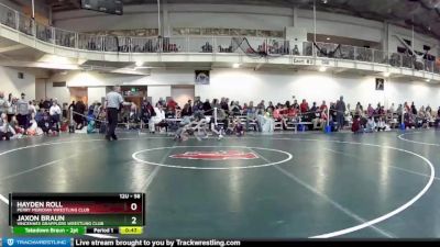 58 lbs Cons. Round 2 - Jaxon Braun, Vincennes Grapplers Wrestling Club vs Hayden Roll, Perry Meridian Wrestling Club