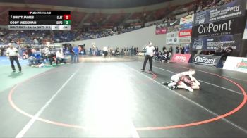 2A/1A Boys 113 Cons. Round 2 - Brett James, Clatskanie Boys vs Cody Weseman, Grant Union / Prairie City Boys