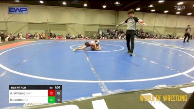 65 lbs Rr Rnd 2 - Alaina Williams, Funky Singlets Girls vs Brinley Leyba, Sisters On The Mat Teal