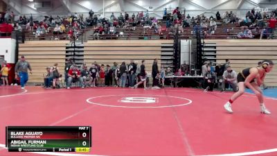 108 lbs Cons. Semi - Blake Aguayo, Bulldog Premier WC vs Abigail Furman, Indian Wrestling Club