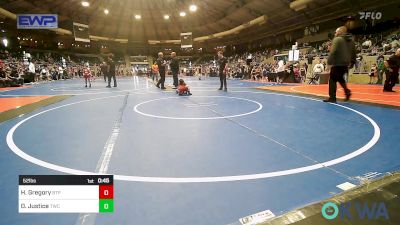 52 lbs Round Of 16 - Hayden Gregory, Tulsa Blue T Panthers vs Deryk Justice, Tahlequah Wrestling Club