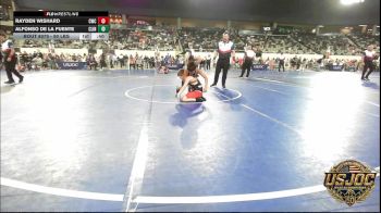 90 lbs Consi Of 4 - Rayden Wishard, Claremore Wrestling Club vs Alfonso De La Fuente, Clinton Youth Wrestling