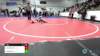 47 lbs Rr Rnd 3 - Ayva Al-Qahtani, Wyandotte Youth Wrestling vs Harley Beckley, Team Tulsa Wrestling Club